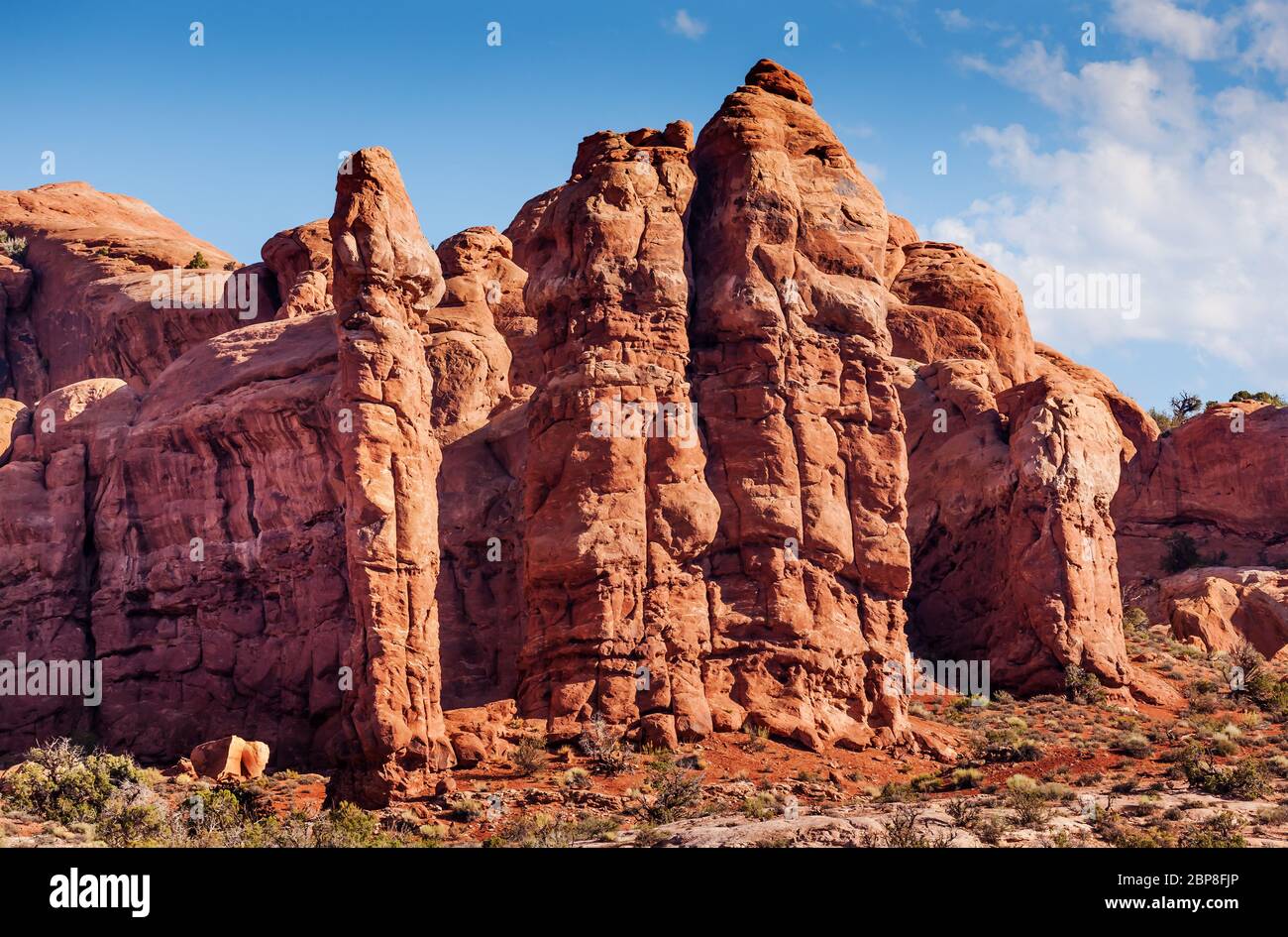 Phallus Rock Sandstein Hoodoo Arches Nationalpark Moab Utah USA Südwesten. Wahrzeichen im Arches National Park. Stockfoto