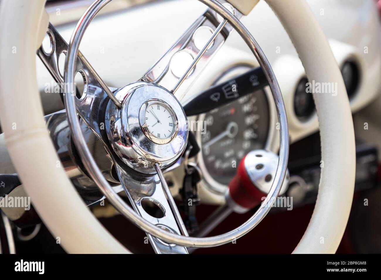 Retro-Interieur Oldtimer Automobil Stockfoto