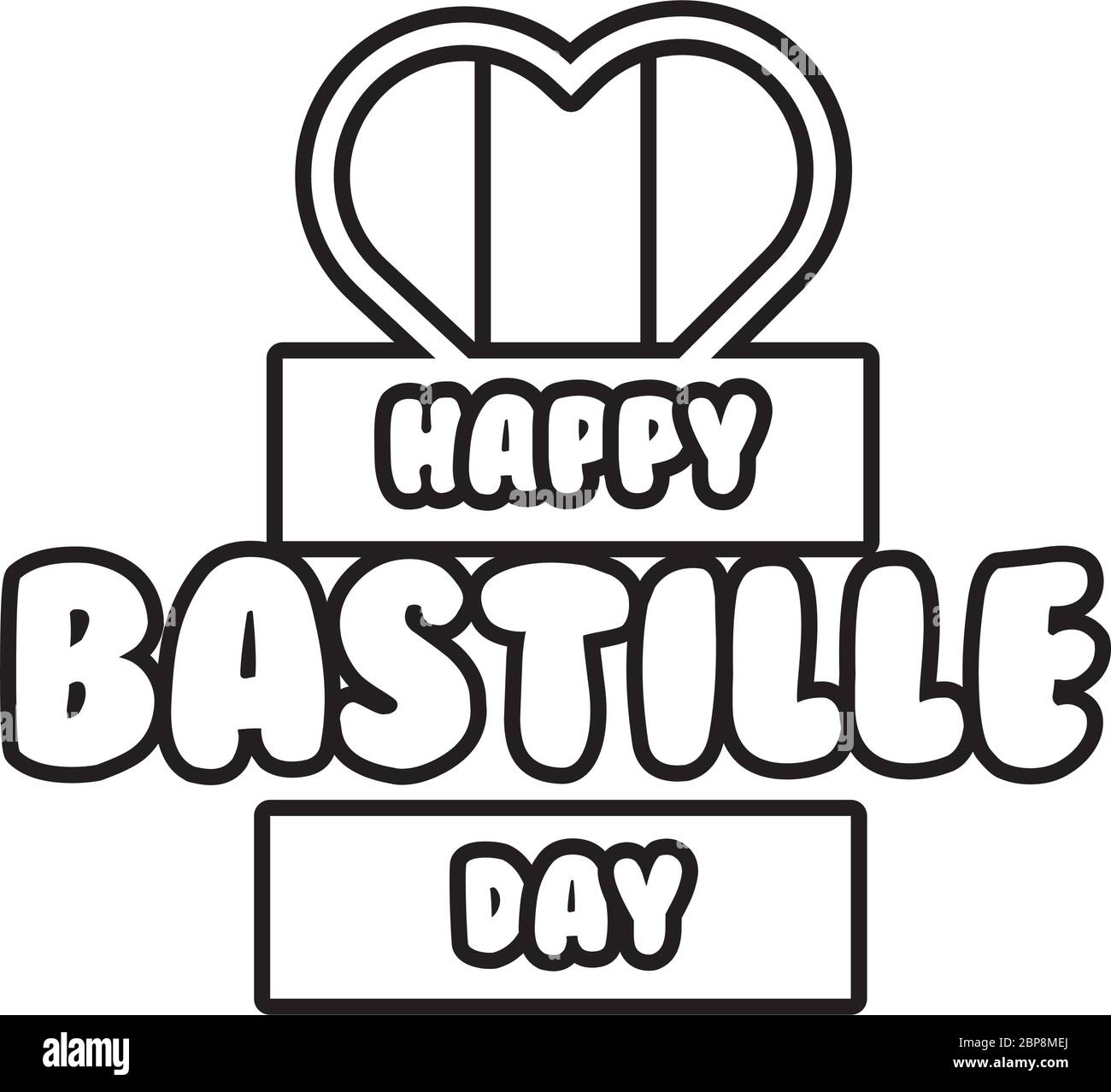 bastille Tag Schriftzug Linie Stil Stock Vektor