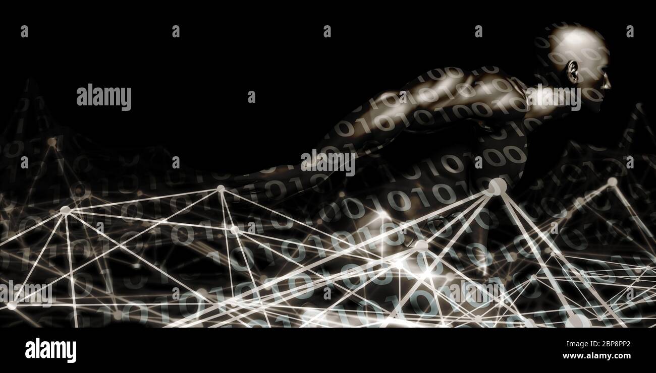 Netzwerksicherheit mit binären 1 s und 0 s Stockfoto