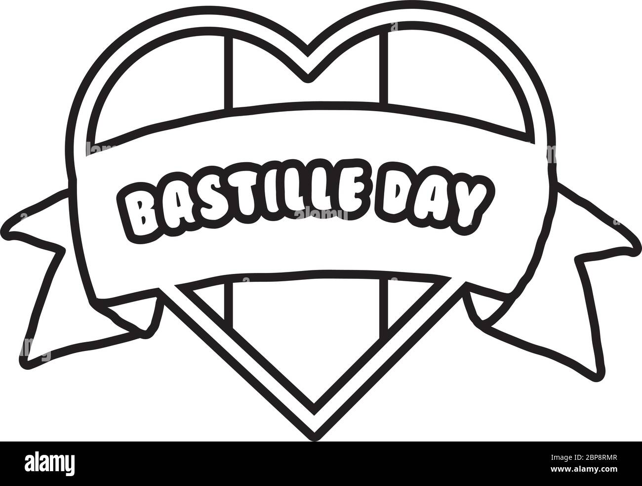 Herz mit frankreich Flagge Linie Stil-Symbol Stock Vektor