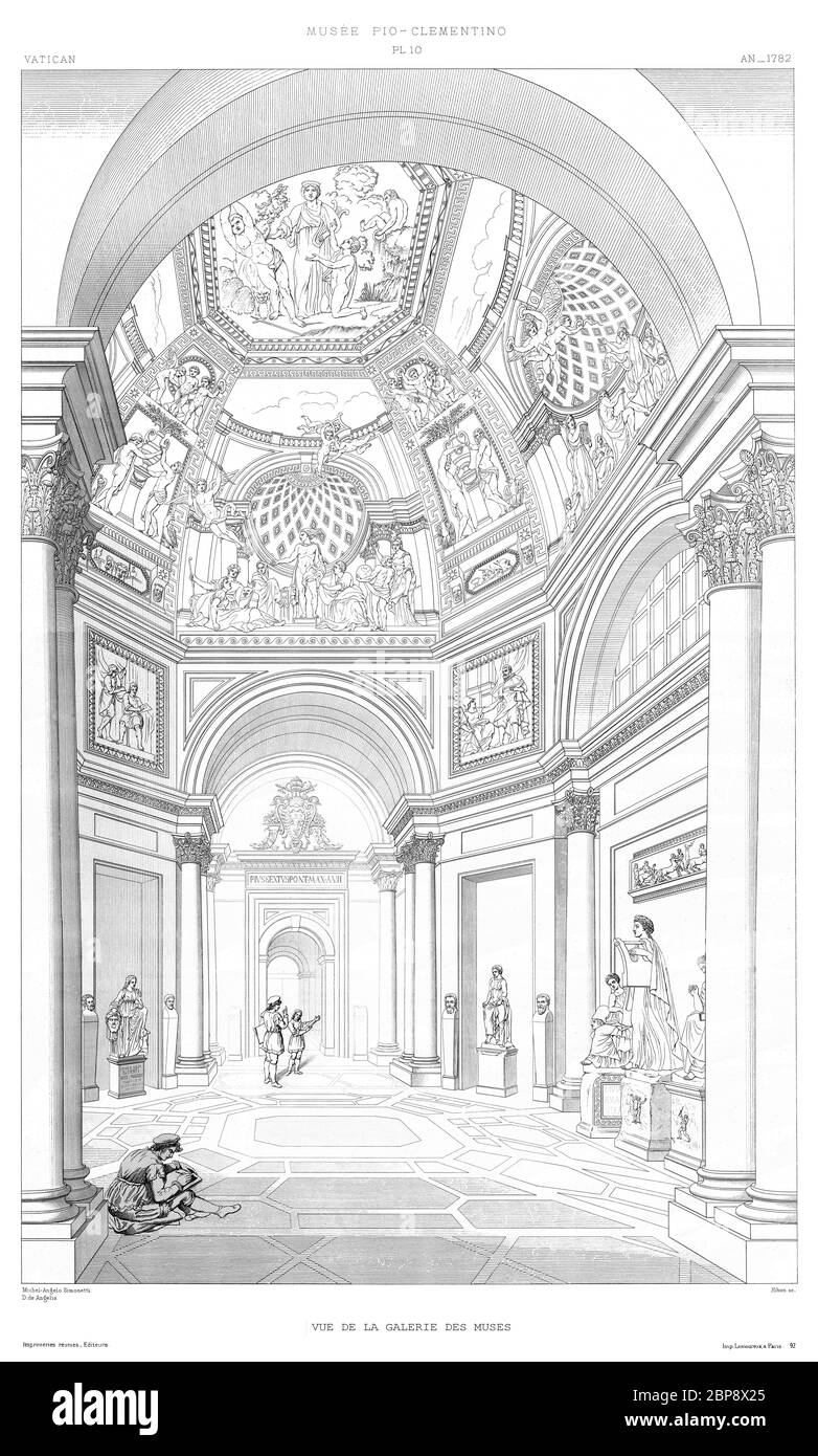 Rom, Vatikan: Museum Pio Clementino. Blick auf die Musen Zimmer 1782, aus dem Vatikan 1882. Stockfoto