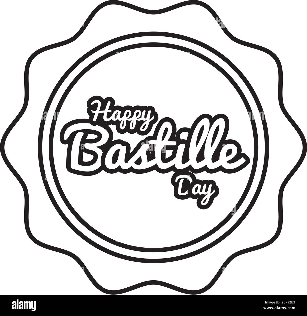 bastille Day Schriftzug in Seal Line Stil Stock Vektor