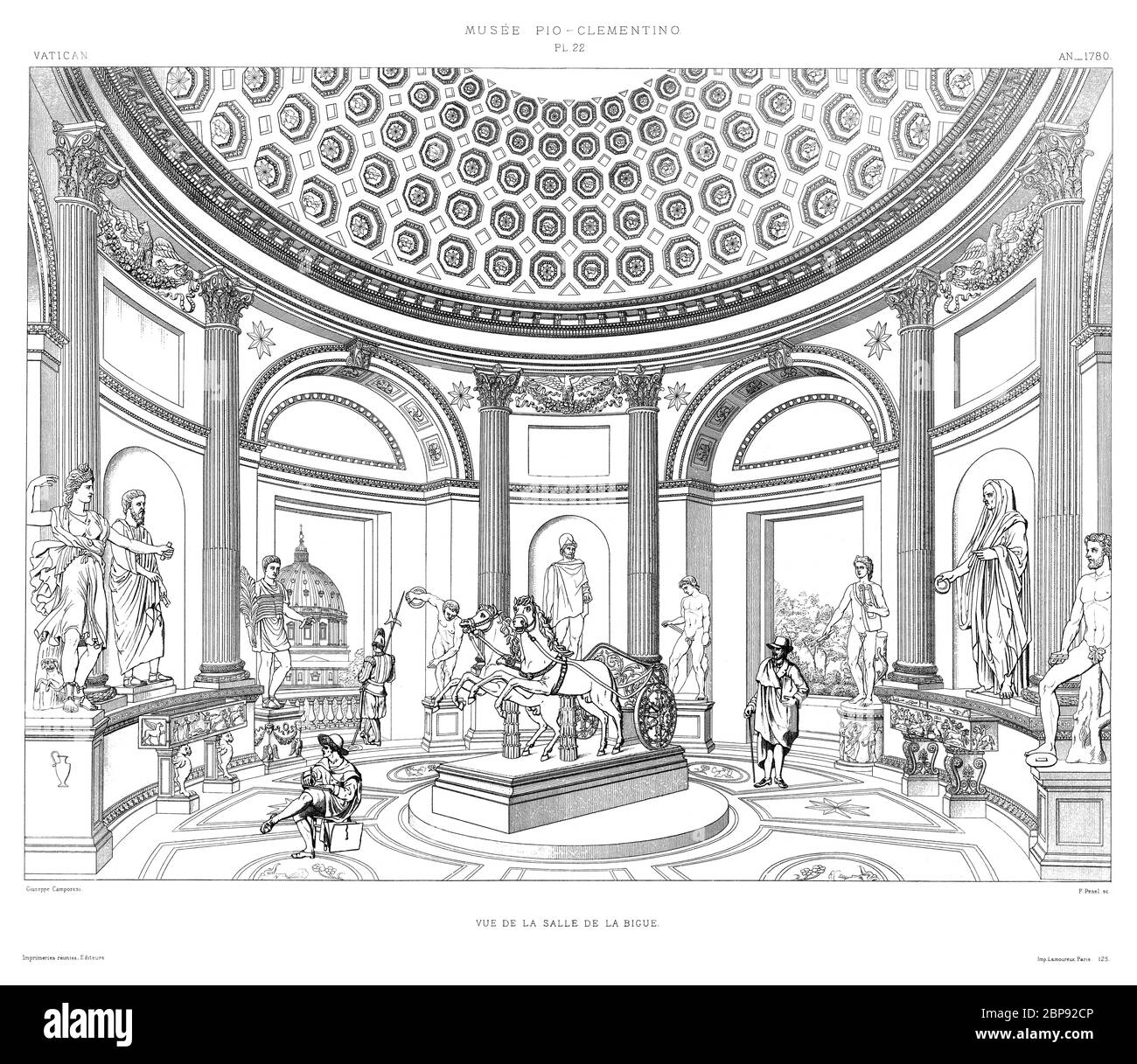 Rom, Vatikan: Museum Pio Clementino. Blick auf den Bigue-Raum 1780, vom Vatikan 1882. Stockfoto