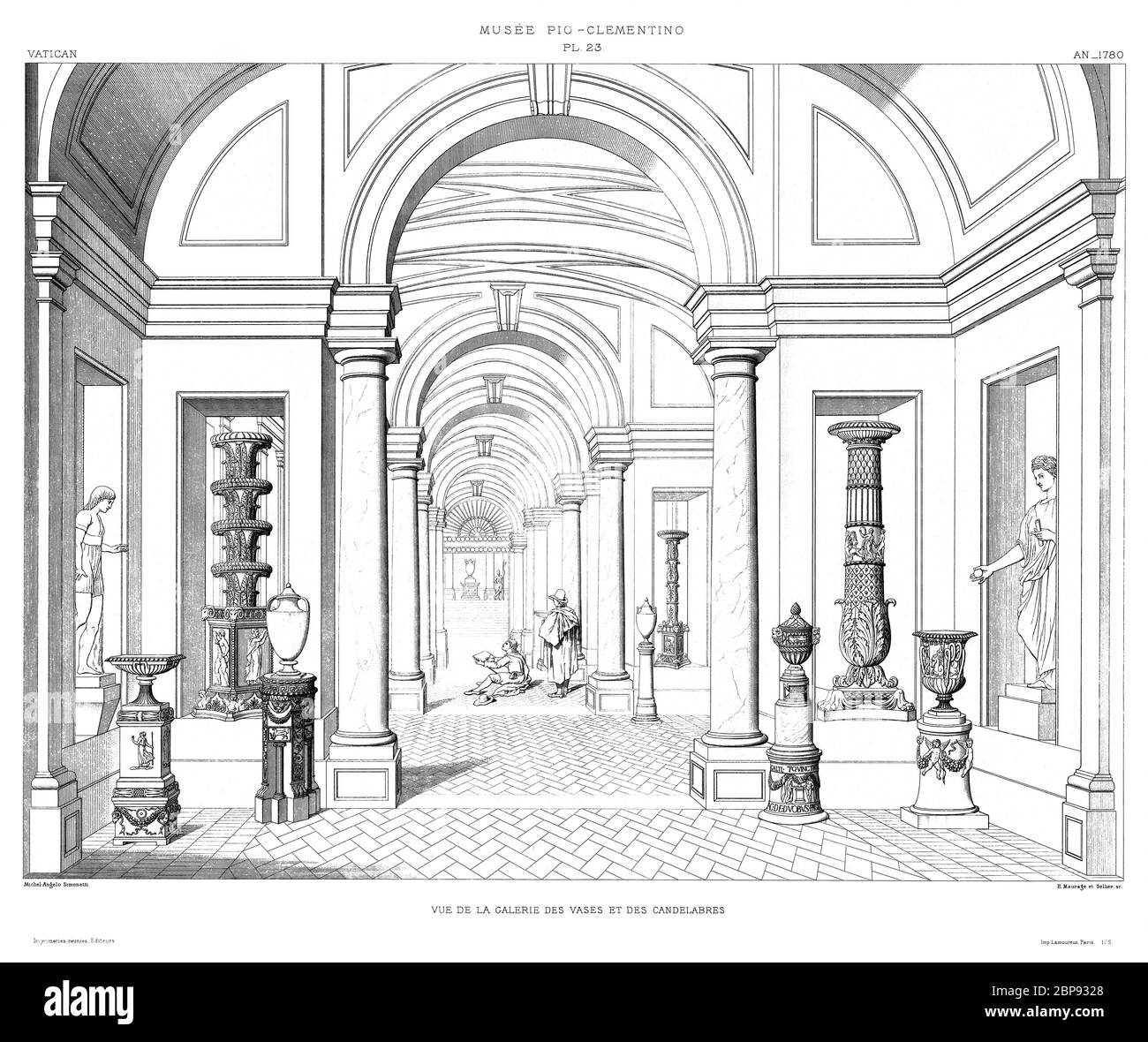 Rom, Vatikan: Museum Pio Clementino. Vasen und Candelabra Galerie 1780, aus dem Vatikan 1882. Stockfoto
