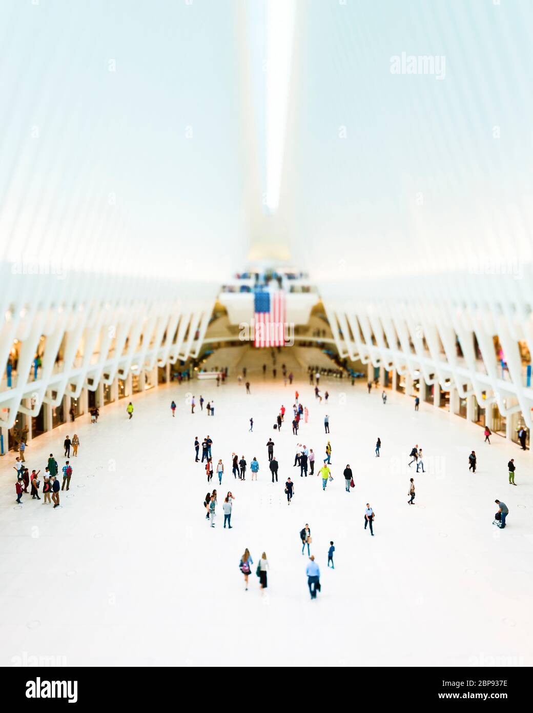 Oculus Santiago Calatrava der Oculus WTC Transportation Hub Innenraum Tilt-Shift Effekt New York City Stockfoto