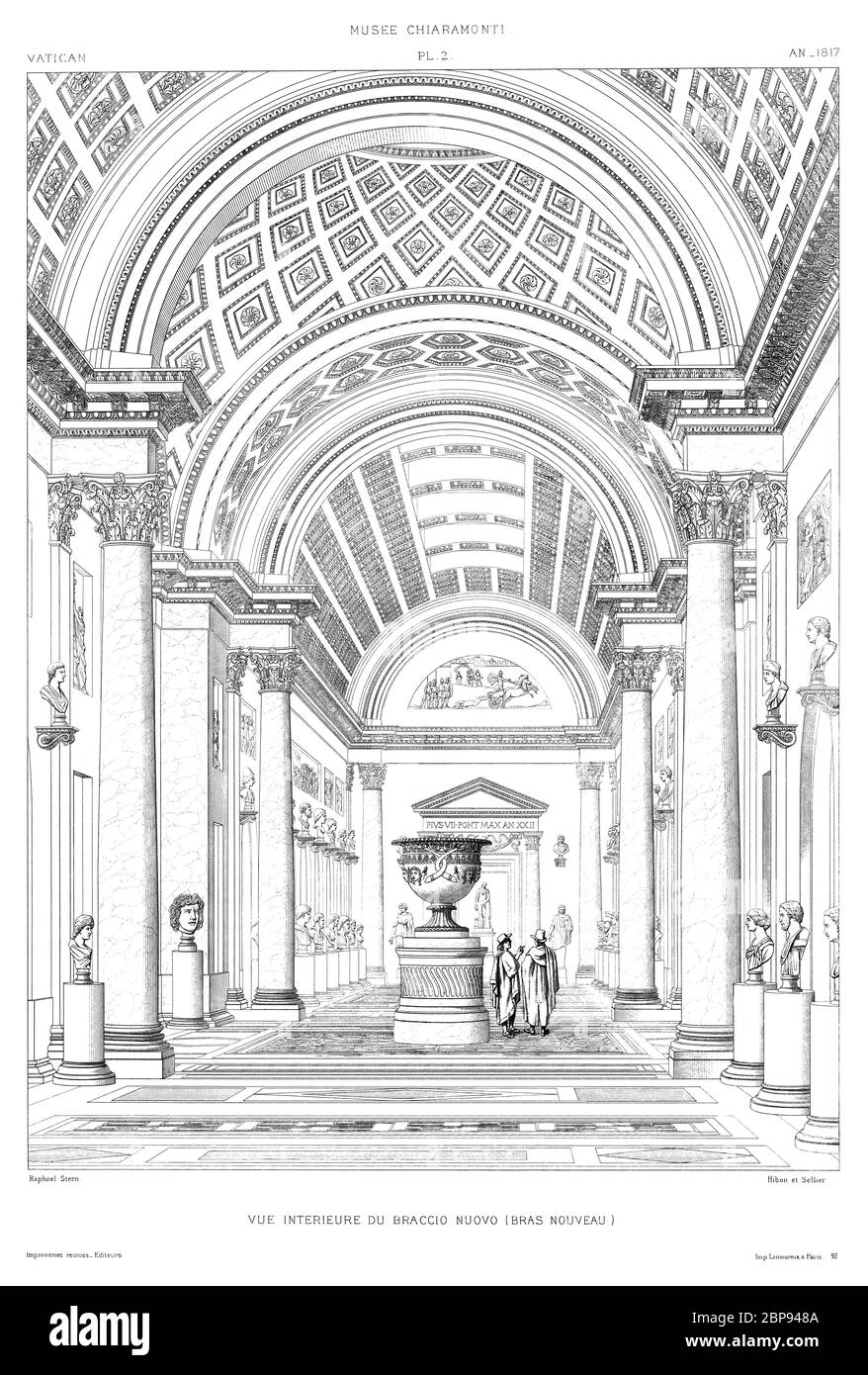 Rom, Vatikan: Chiaramonti Museum. Innenansicht von Braccio Nuovo 1817, aus dem Vatikan 1882. Stockfoto