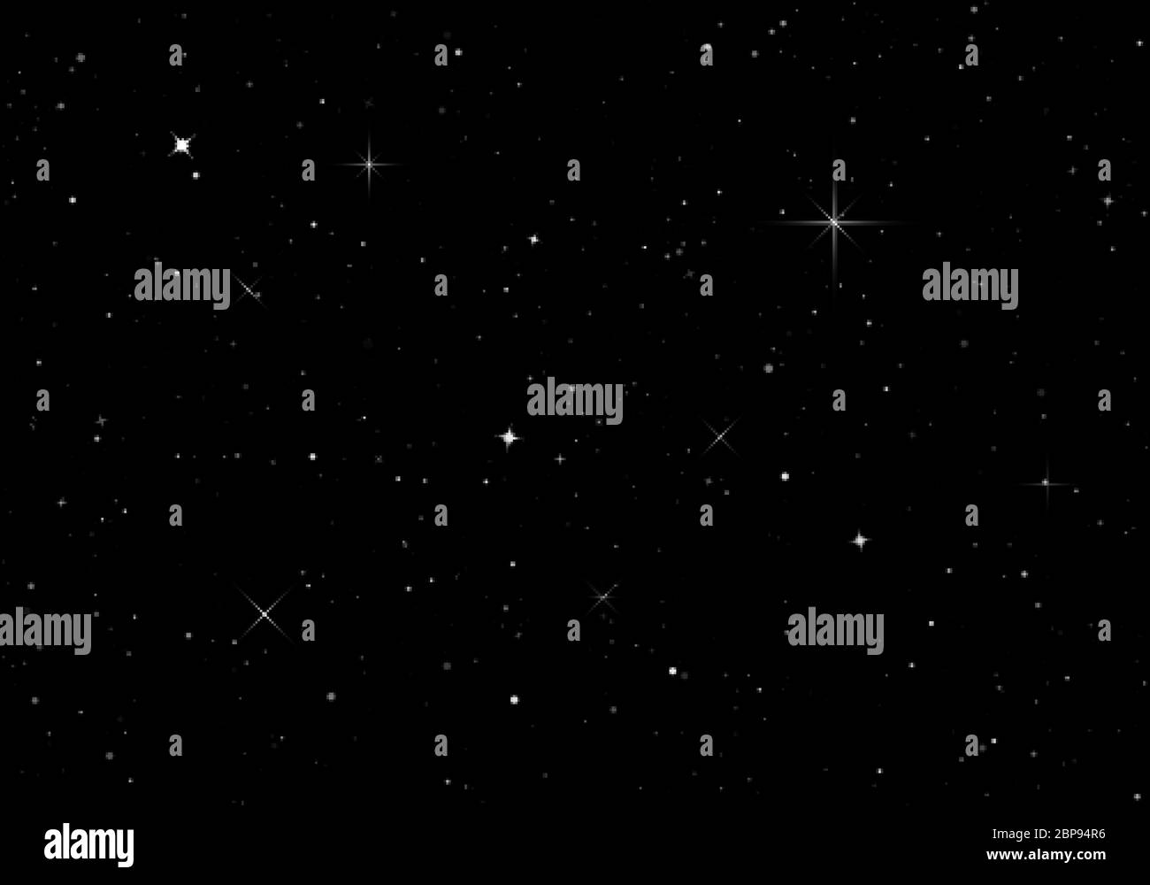 Sternenhimmel. Dunkler Nachthimmel. Infinity-Raum mit glänzenden Sternen. Vektorhintergrund Stock Vektor