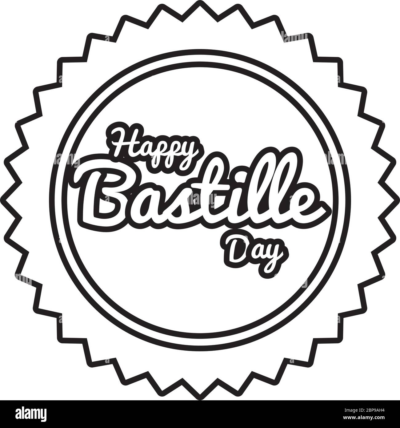 bastille Day Schriftzug in Seal Line Stil Stock Vektor