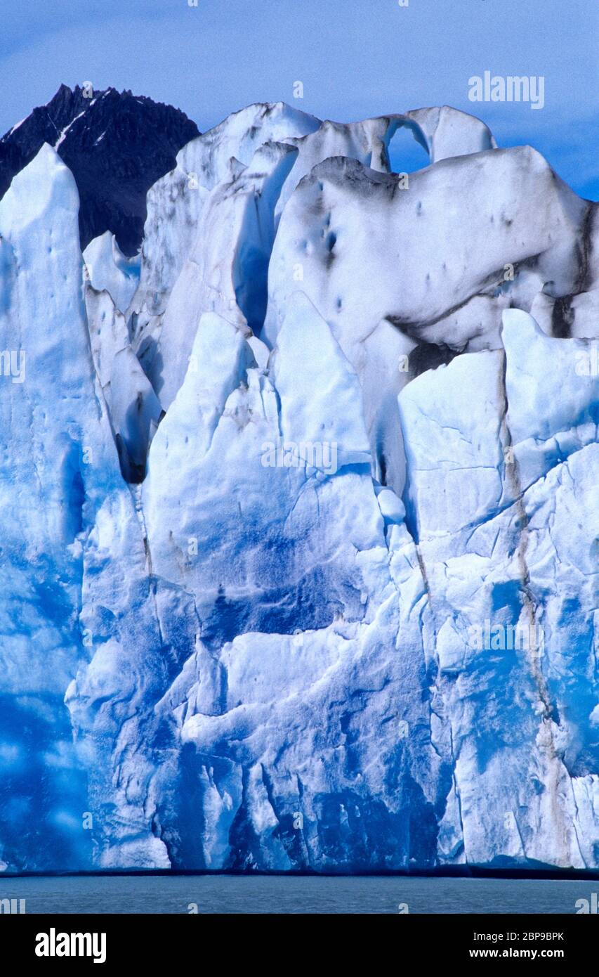 Upsala Gletscher am Lago Argentino, Parque Nacional Los Glaciares, Patagonien, Argentinien. Stockfoto