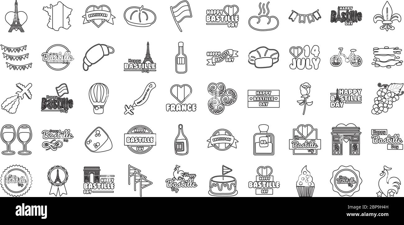 Paket mit bastille Tag-Symbolen Stock Vektor