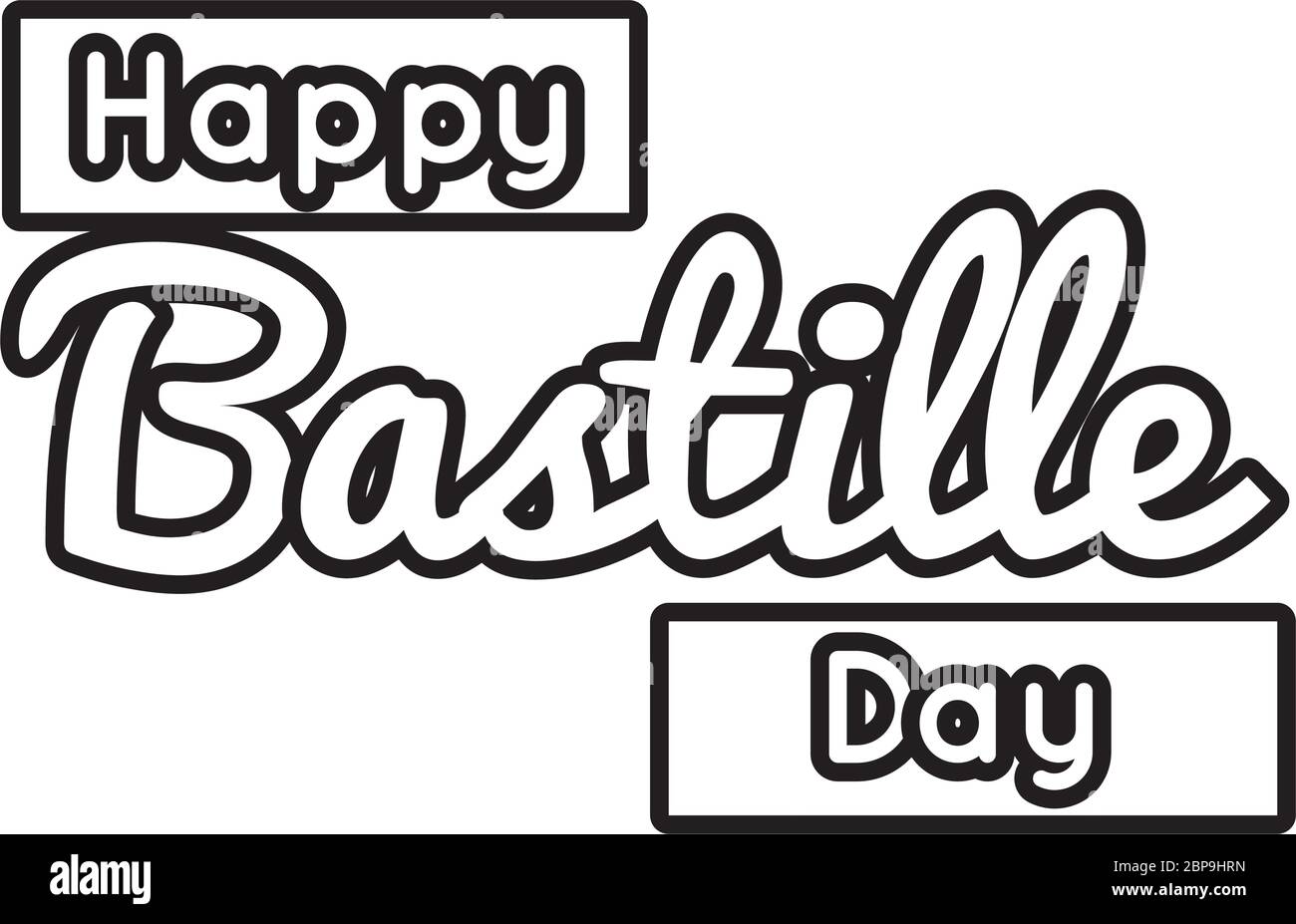 bastille Tag Schriftzug Linie Stil Stock Vektor
