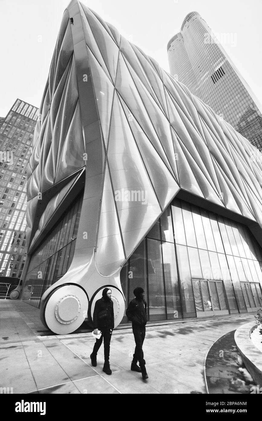 New York City, NY, USA - 4. Dezember 2019. The Shed, ein Zentrum für darstellende Kunst, visuelle Kunst und Popkultur mit erweiterbarem Muschel in Hudson Yards. Stockfoto