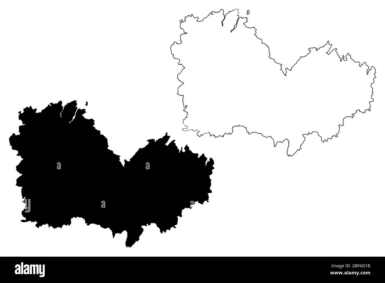 Departamento Cotes-d'Armor (Frankreich, Frankreich, Frankreich, Bretagne oder Bretagne) Karte Vektorgrafik, Skizze Cotes-du-Nord Karte Stock Vektor