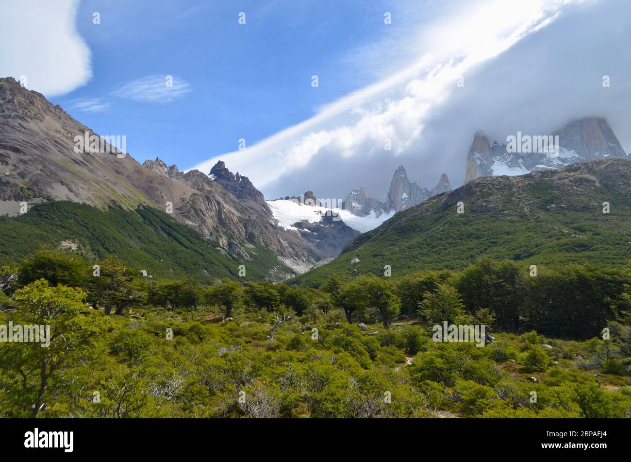 Blick auf den Mount Fitz Roy in Chalten, Patagonien Argentinien Stockfoto