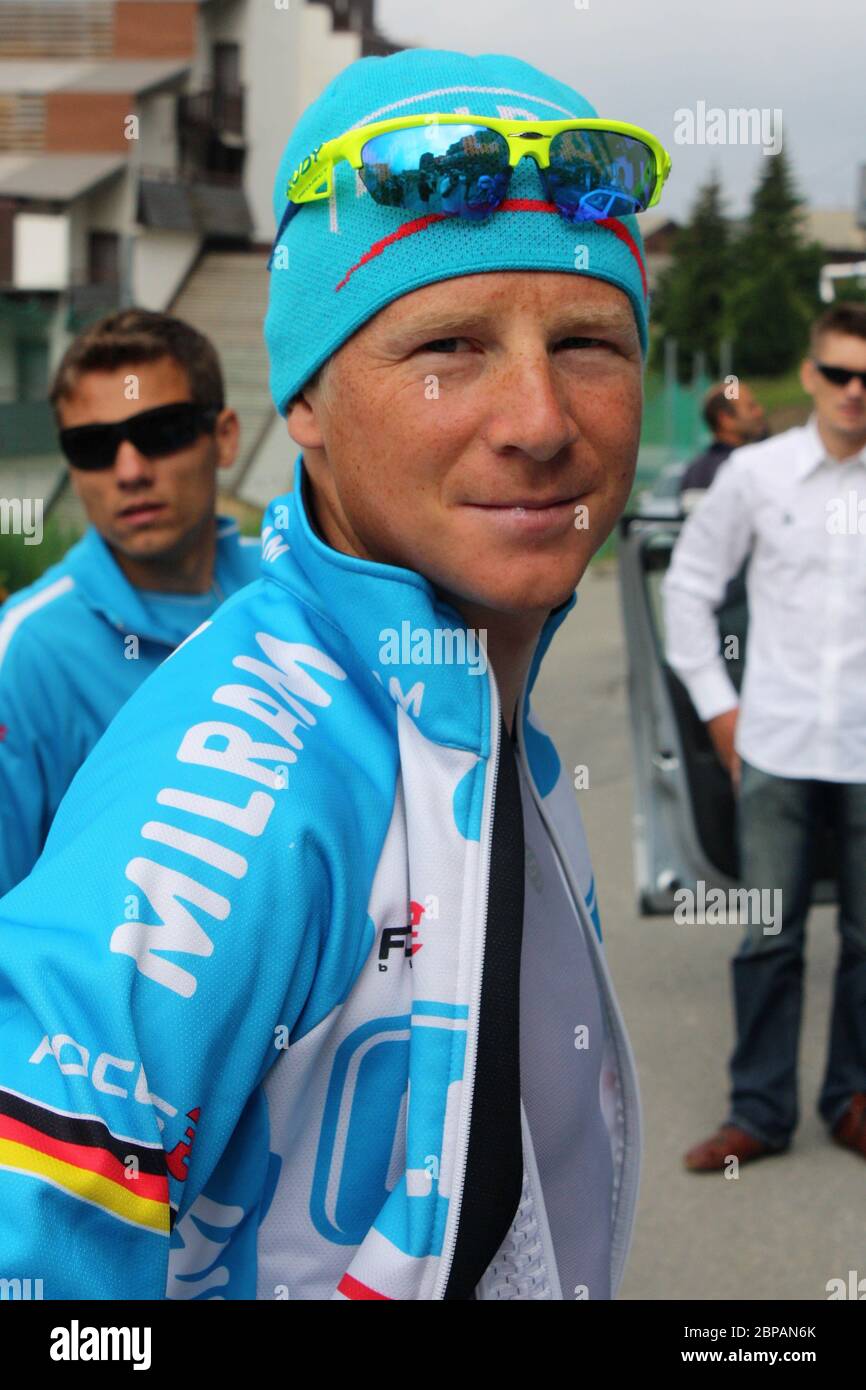 Fabian Wegmann vom Team Milram während der Tour de France 2010, Etappe 9 Radrennen, Morzine-Avoriaz – Saint-Jean-de-Maurienne (204,5 km) am 13 2010. Juli in Morzine-Avoriaz, Frankreich - Foto Laurent Lairys / DPPI Stockfoto