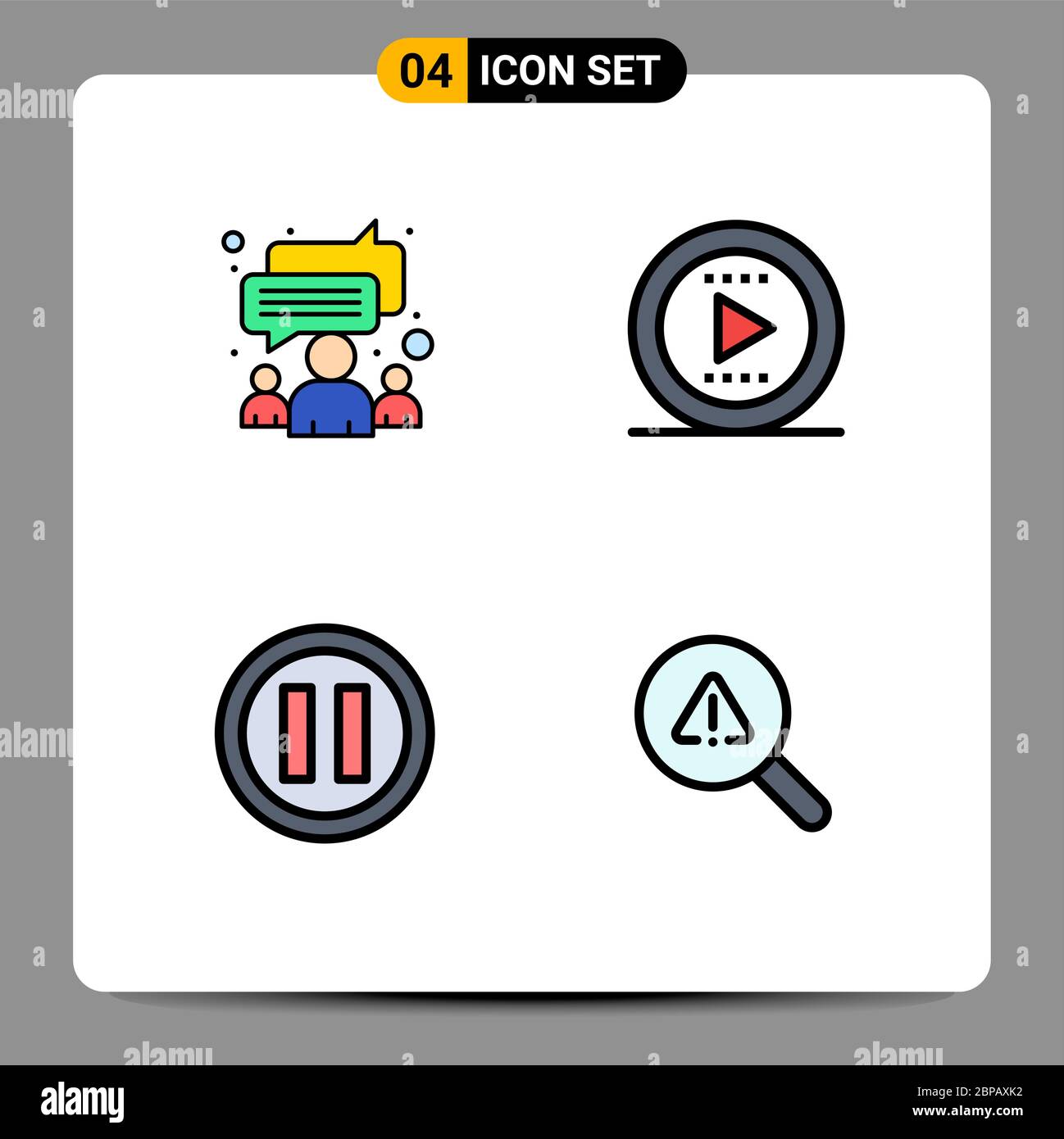 Gruppe Von 4 Filledline Flache Farben Zeichen Und Symbole Fur Chat Pause Team Spielen Suche Editierbare Vektor Design Elemente Stock Vektorgrafik Alamy