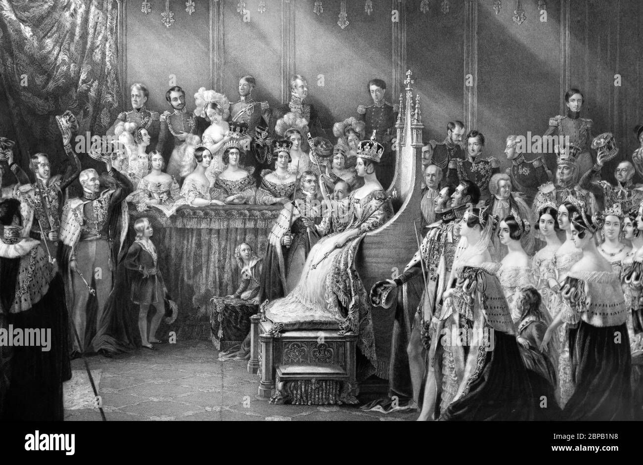 Krönung-Porträt von Königin Victoria von England im Jahre 1838 durch Henry Thomas Ryall und Henry Bryan Hall, nach Sir George Hayter, gemischt-Methode Gravur, veröffentlicht 1842 Stockfoto