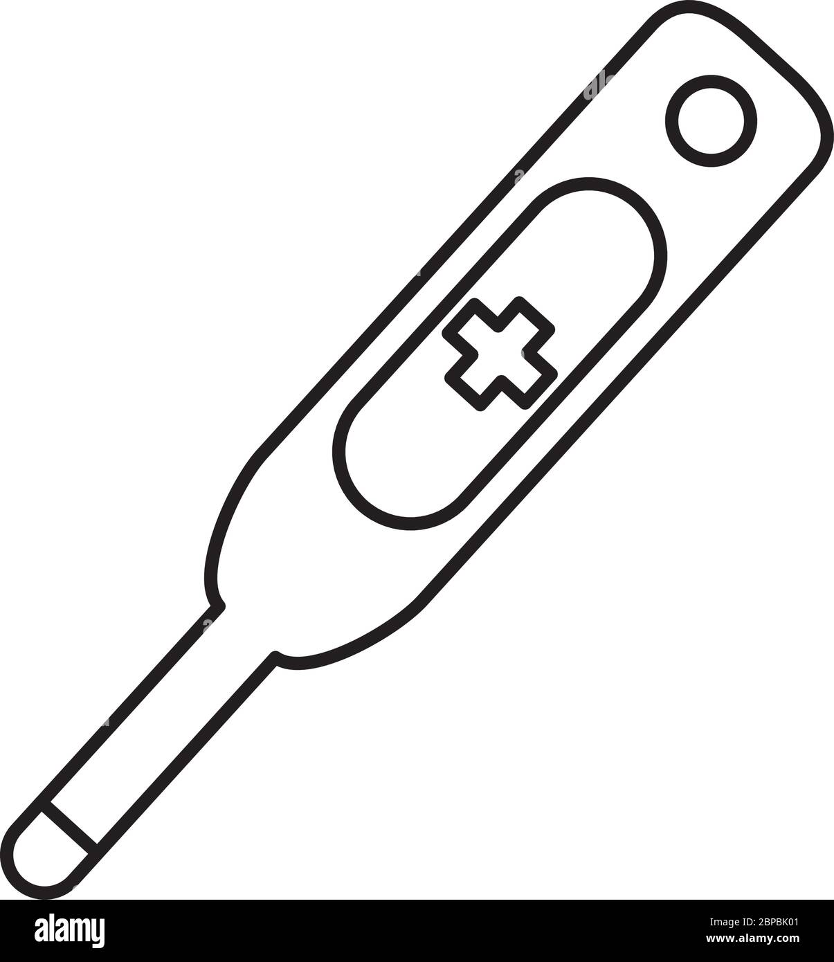 Covid 19 Coronavirus Prävention Thermometer Temperatur Vektor Illustration Linie Stil Symbol Stock Vektor