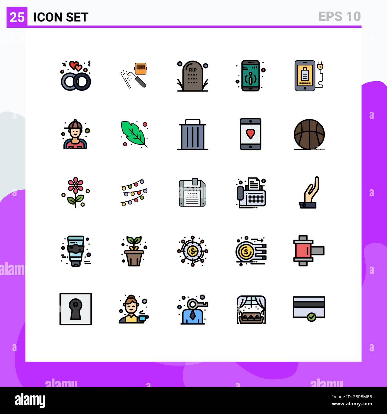 Set von 25 modernen UI-Symbole Symbole Symbole Zeichen für mobile, Informationen, Industrie, Detail, grave editierbare Vektor Design-Elemente Stock Vektor