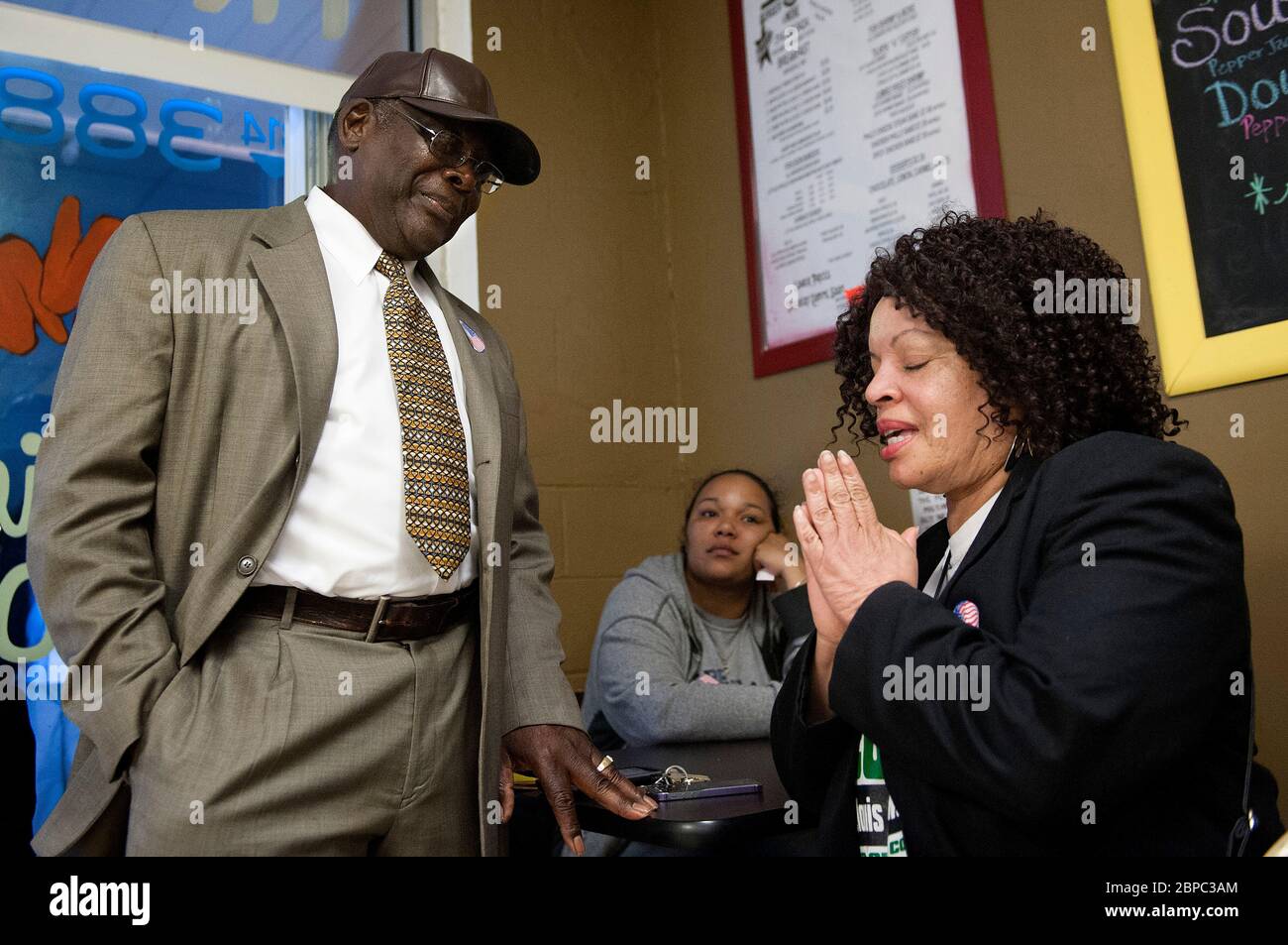 2015 Ferguson Kommunalwahl in Ferguson Missouri USA Stockfoto