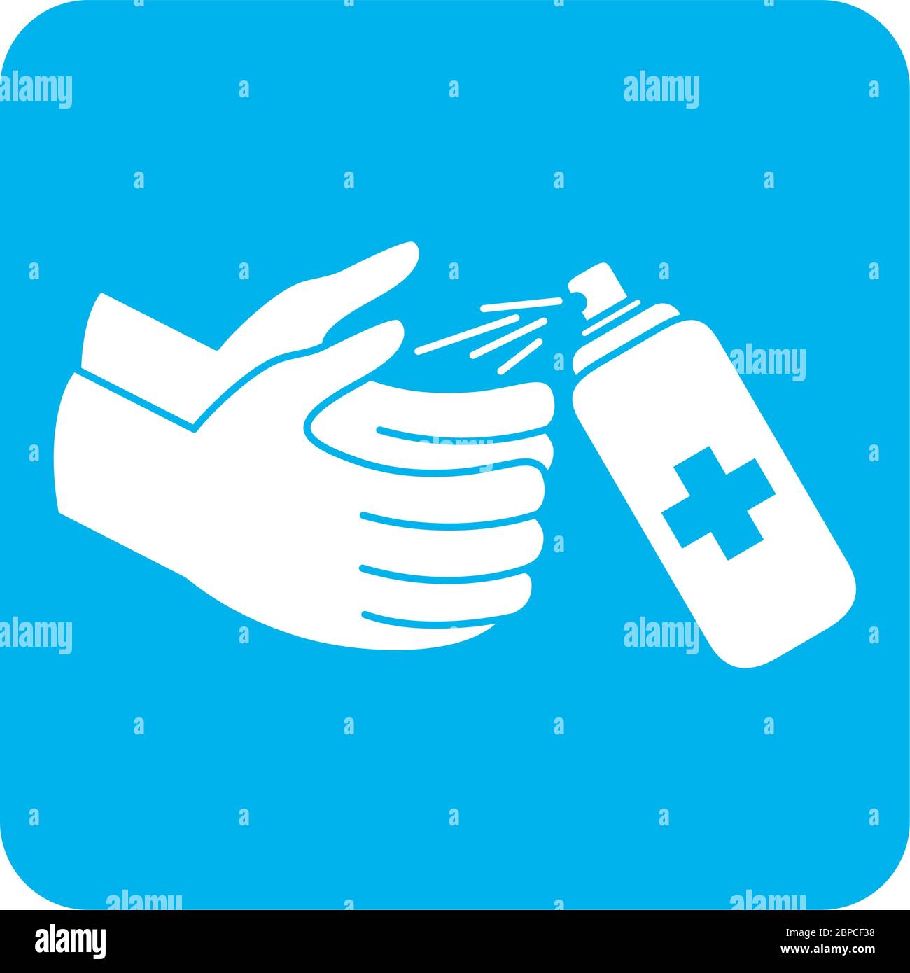 Covid 19 Coronavirus Prävention Spray Hand Desinfektionsmittel Produkt Vektor Illustration Block Stil Symbol Stock Vektor