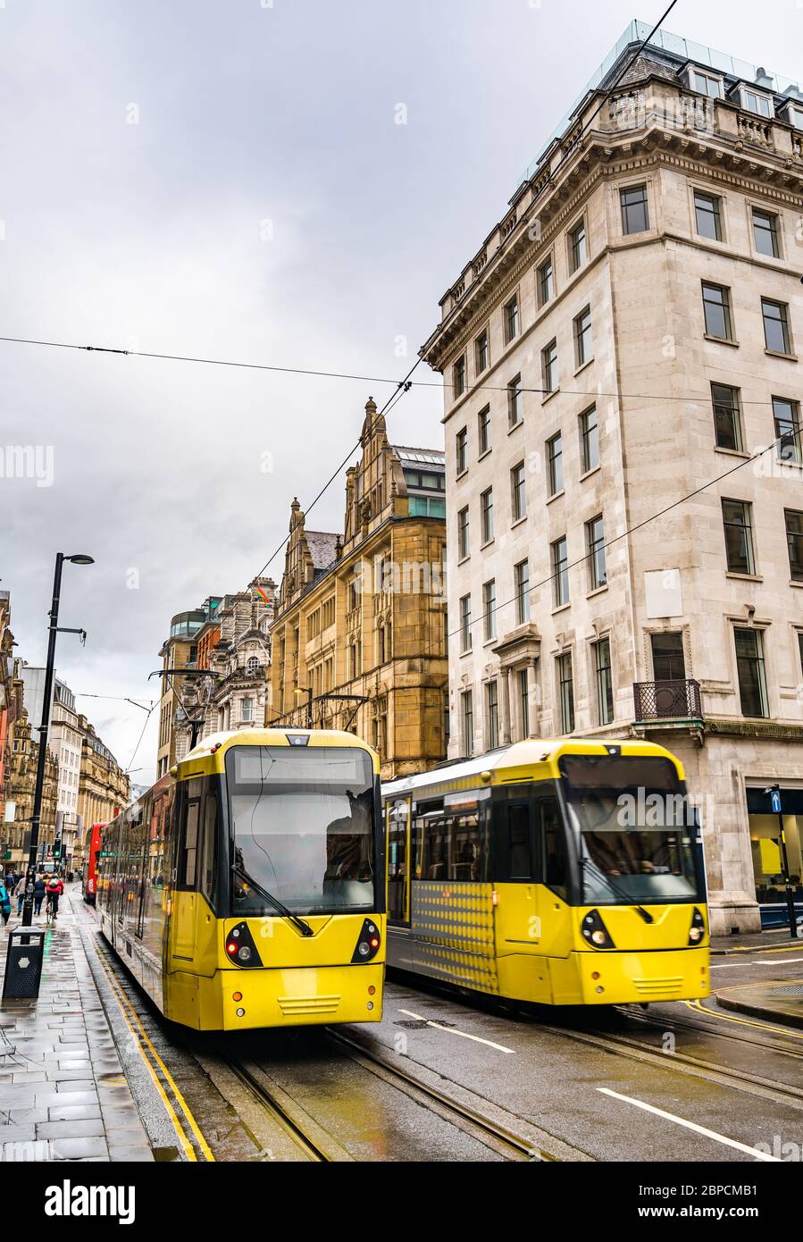 City Tram im Zentrum von Manchester, England Stockfoto
