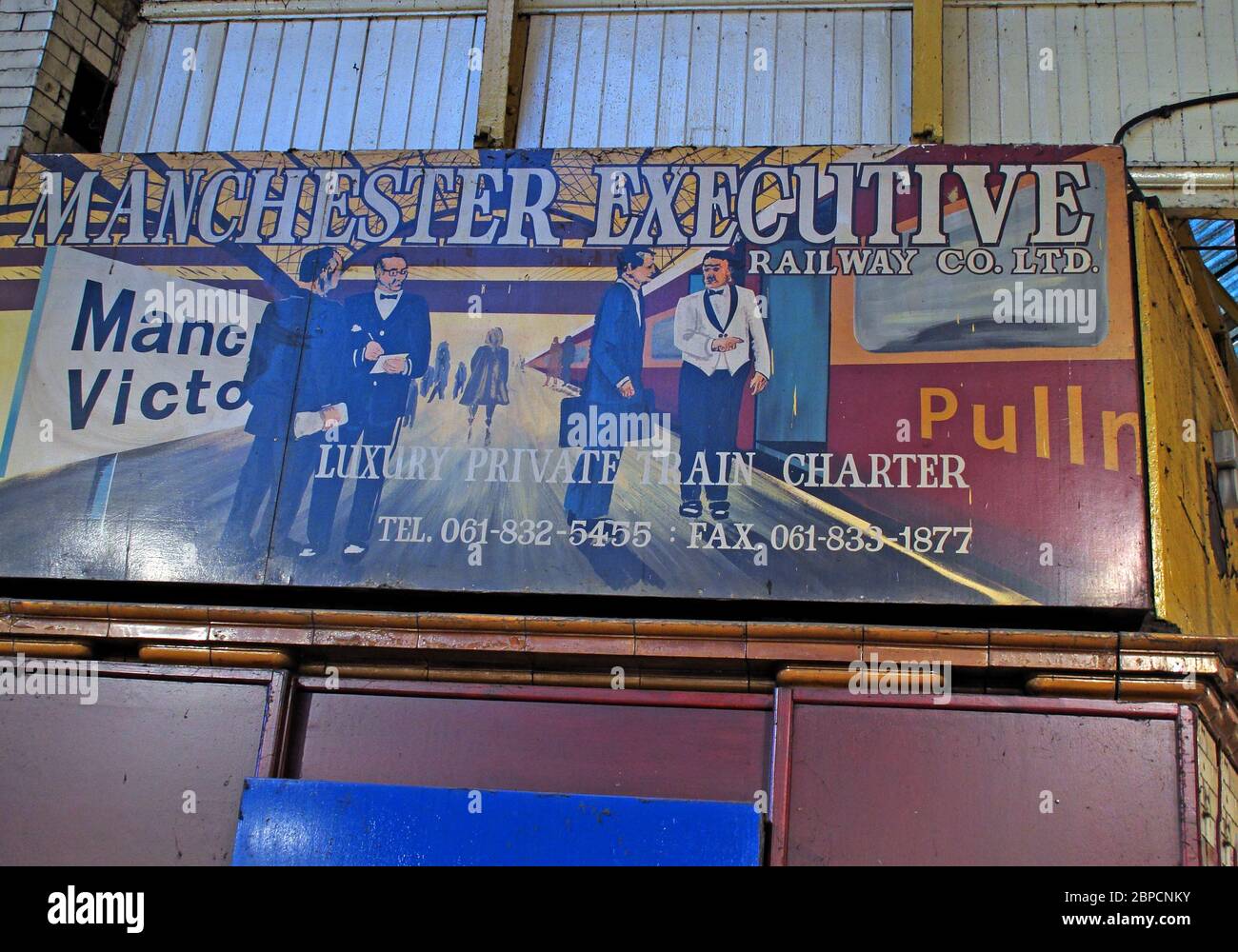 Manchester Victoria, Manchester Executive, Pullman, Tours, Railway Co, Luxus-Zugcharter, Poster, Greater Manchester, England, Großbritannien Stockfoto