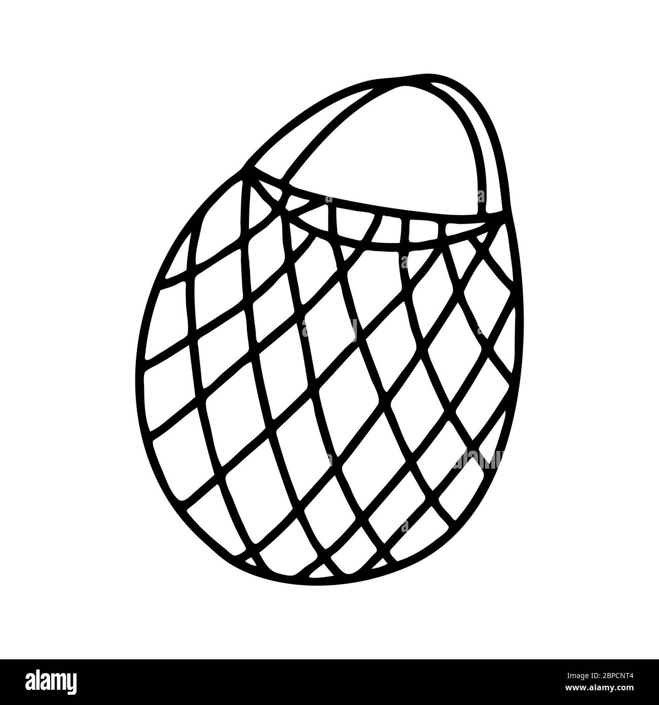 Niedliche Hand gezeichnet Doodle String Baumwolle Öko-Tasche. Isoliert auf weißem Hintergrund. Vektorgrafik. Stock Vektor