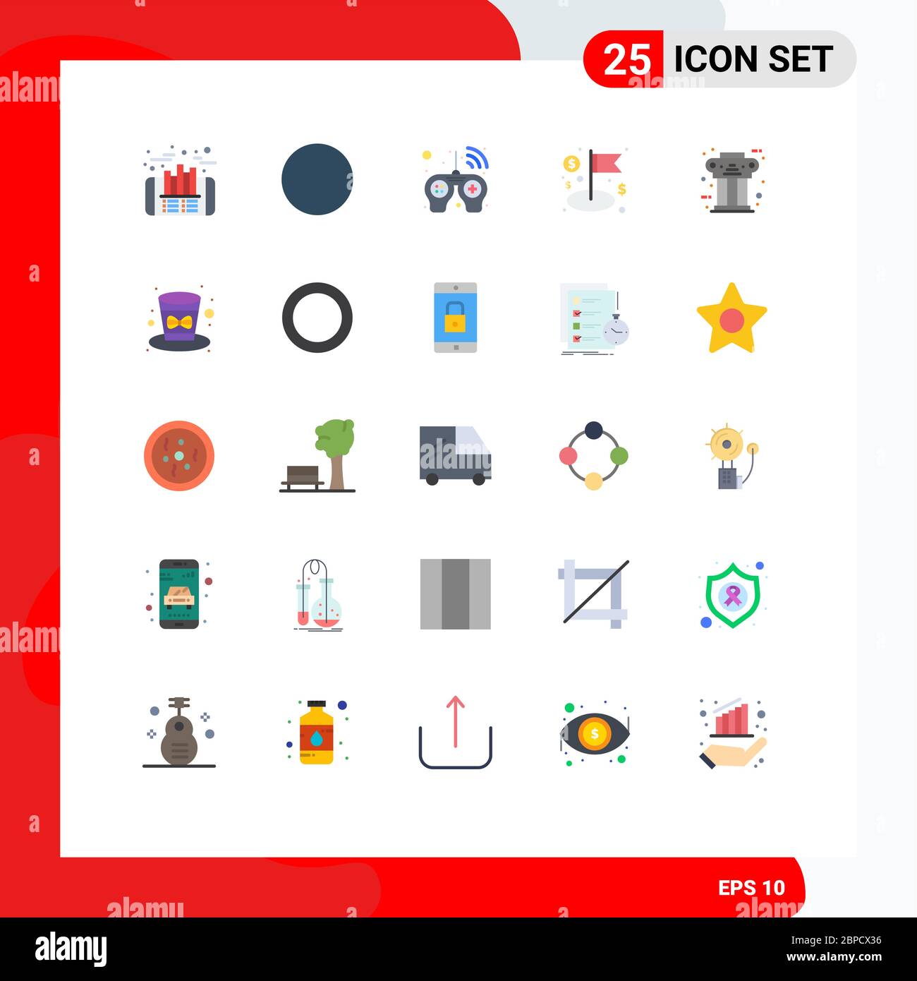 Piktogramm-Set von 25 einfachen flachen Farben der Säule, Säule, Spieler, griechisch, Business editierbar Vektor Design-Elemente Stock Vektor