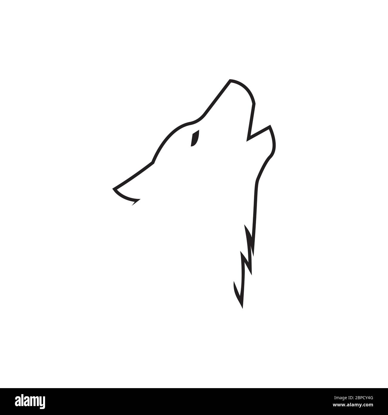 Kopf Hund / Wolf brüllen Linien Symbol Vektor isoliert auf weißem Hintergrund Stock Vektor