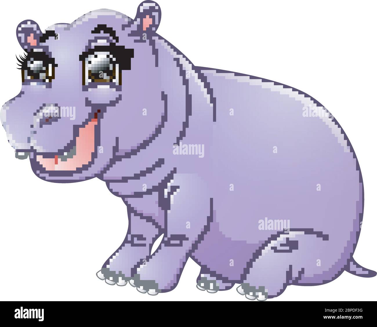 Glücklich Hippo Cartoon sitzen Stock Vektor