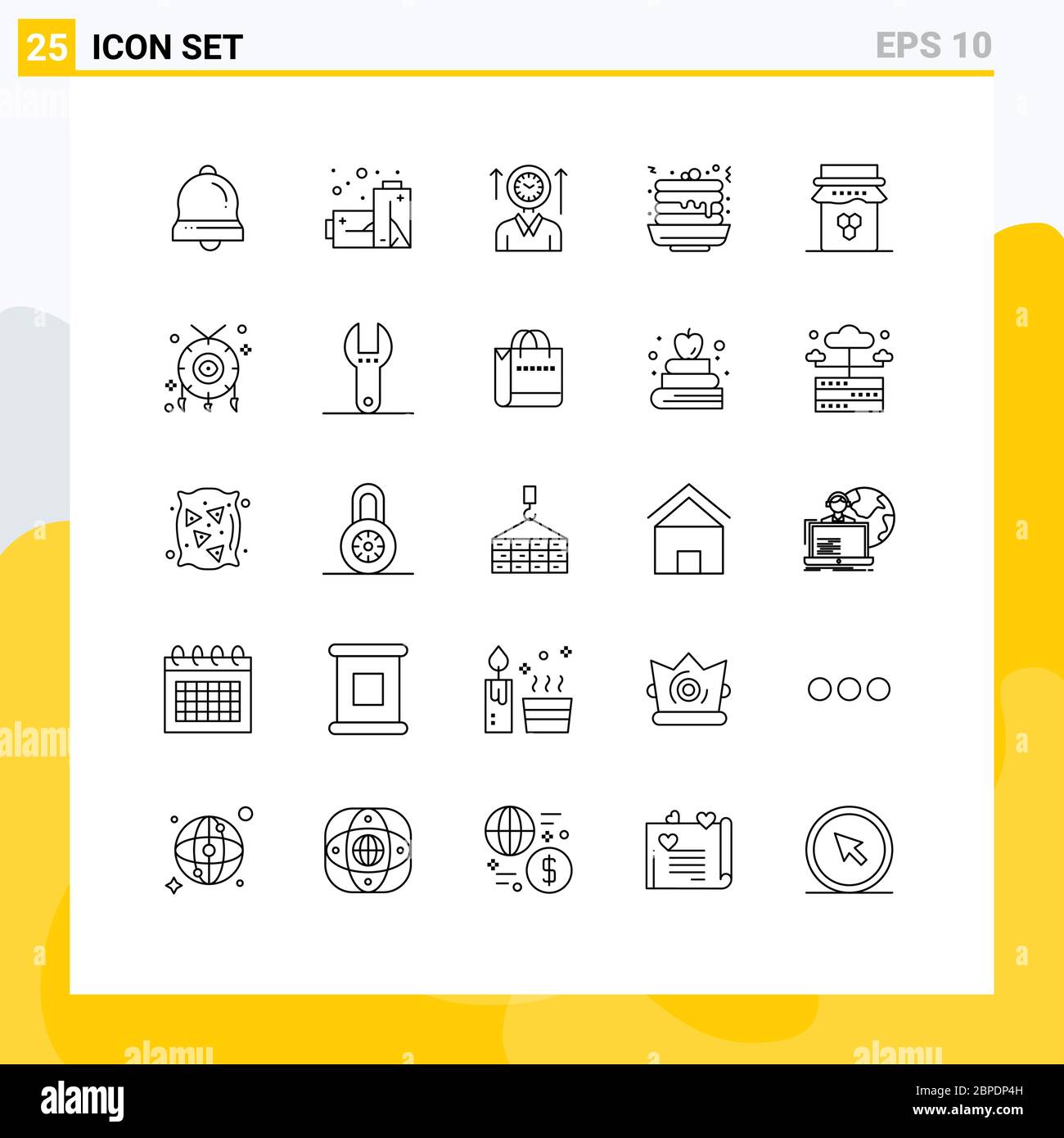 25 User Interface Line Pack von modernen Zeichen und Symbole von Honig, süß, Management, Lebensmittel, Pfannkuchen editierbar Vektor Design-Elemente Stock Vektor