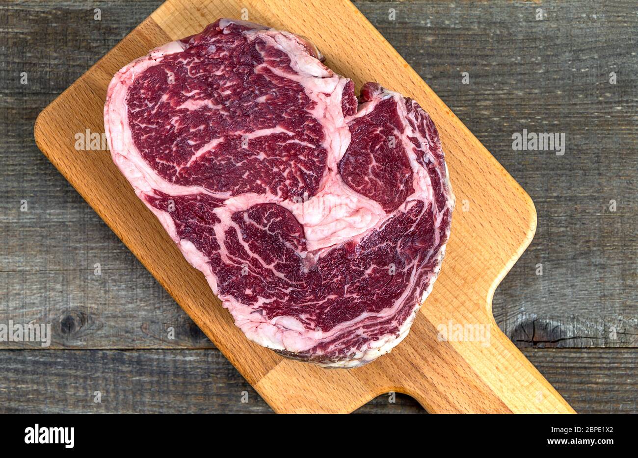 Australisches Black Angus Rib Eye Steak Stockfoto