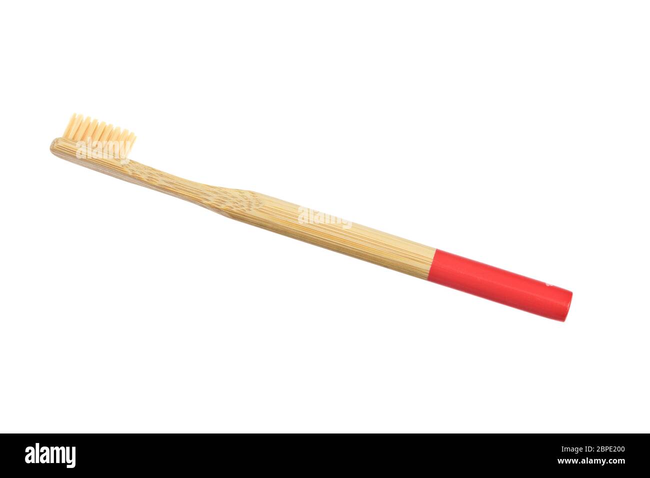 Bambus Zahnbürste auf weißem Hintergrund Stockfoto