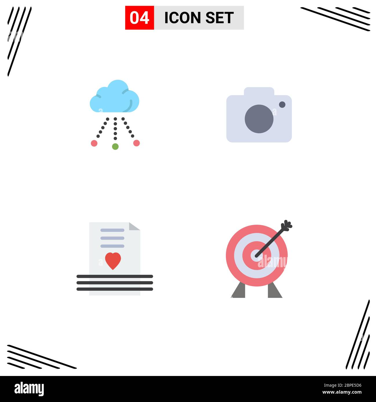 4 Kreative Symbole Moderne Zeichen und Symbole der Wolke, Einladung, Technologie, Bild, Liebe editierbare Vektor-Design-Elemente Stock Vektor