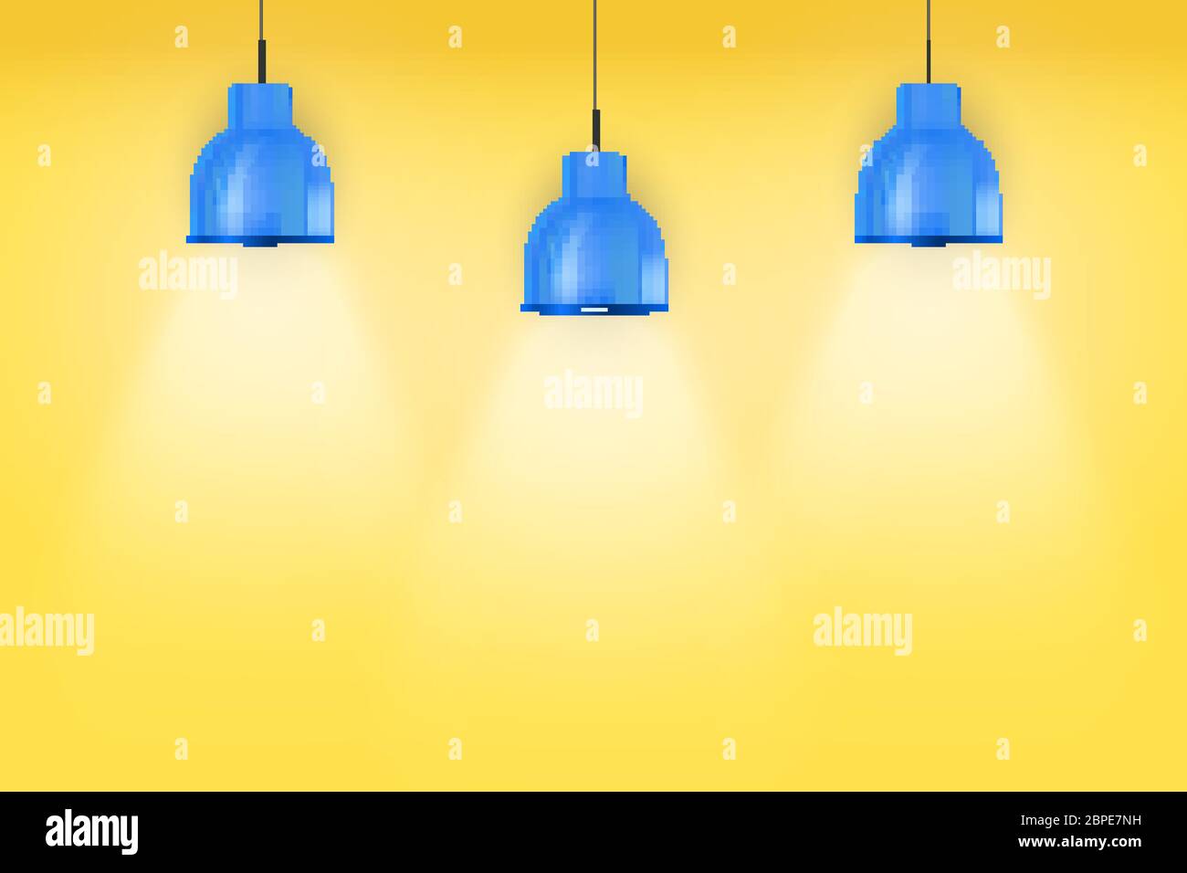 Gelbe Wandausstattung mit blauen Vintage-Lampen Stock Vektor