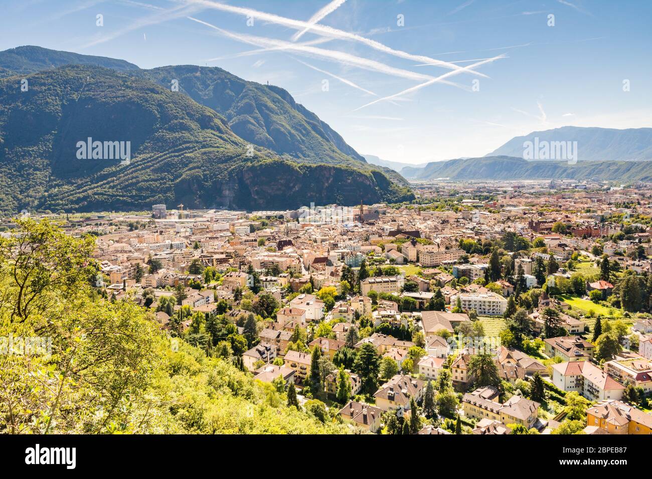 Blick über die Stadt Bozen (Sout Südtirol, Italien) Stockfoto