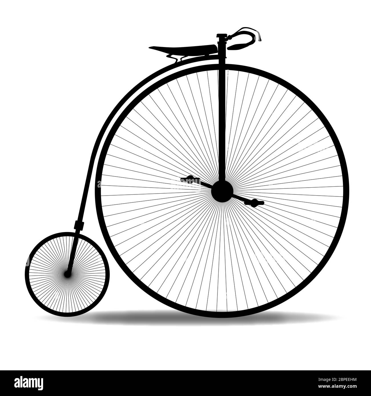 Ein typisches Penny Farthing Fahrrad auf einem weißen Hintergrund. Stockfoto