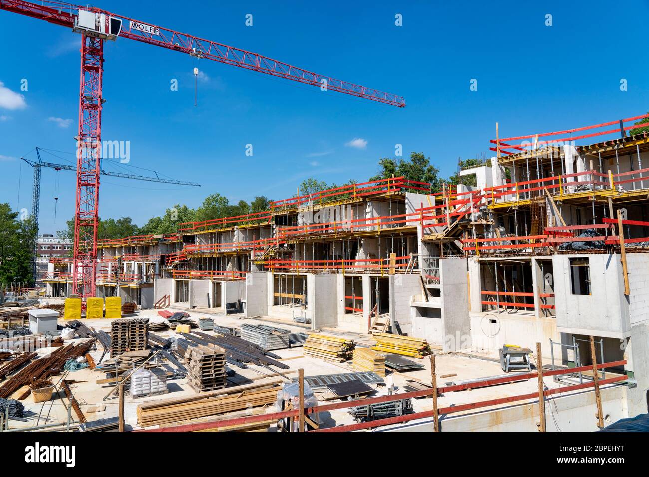 Baustelle des Wohnbauprojekts Rübogen in Essen-Rüttenscheid, wo 100 Eigentumswohnungen gebaut werden, in 10 Gebäuden, Essen, N Stockfoto