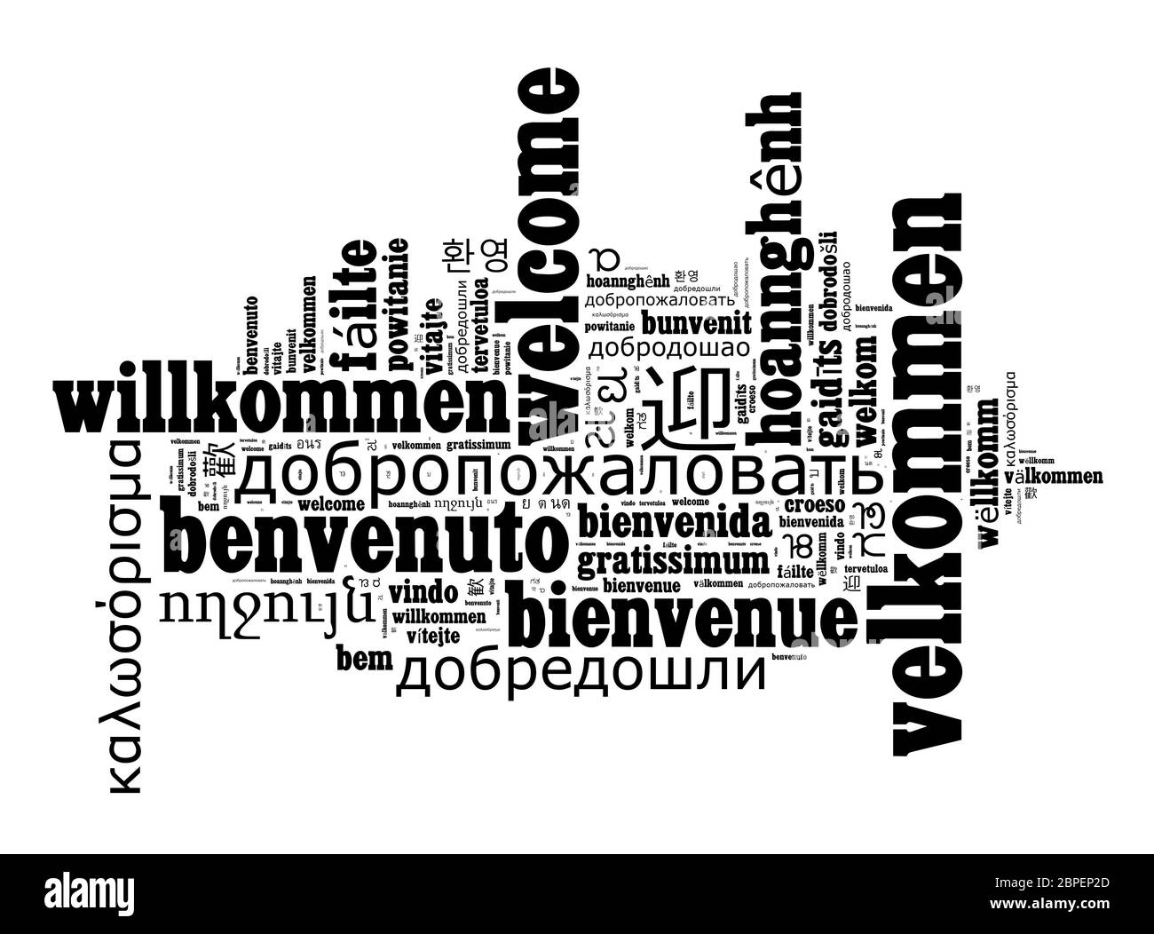 Wort willkommen in verschiedenen Sprachen word Cloud-Konzept Stockfoto