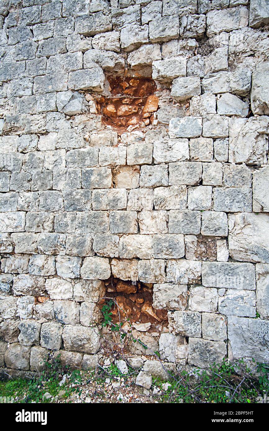 Einschußlöcher in der Festung Imperjal auf dem Berg SDR in Dubrovnik Kroatien Stockfoto
