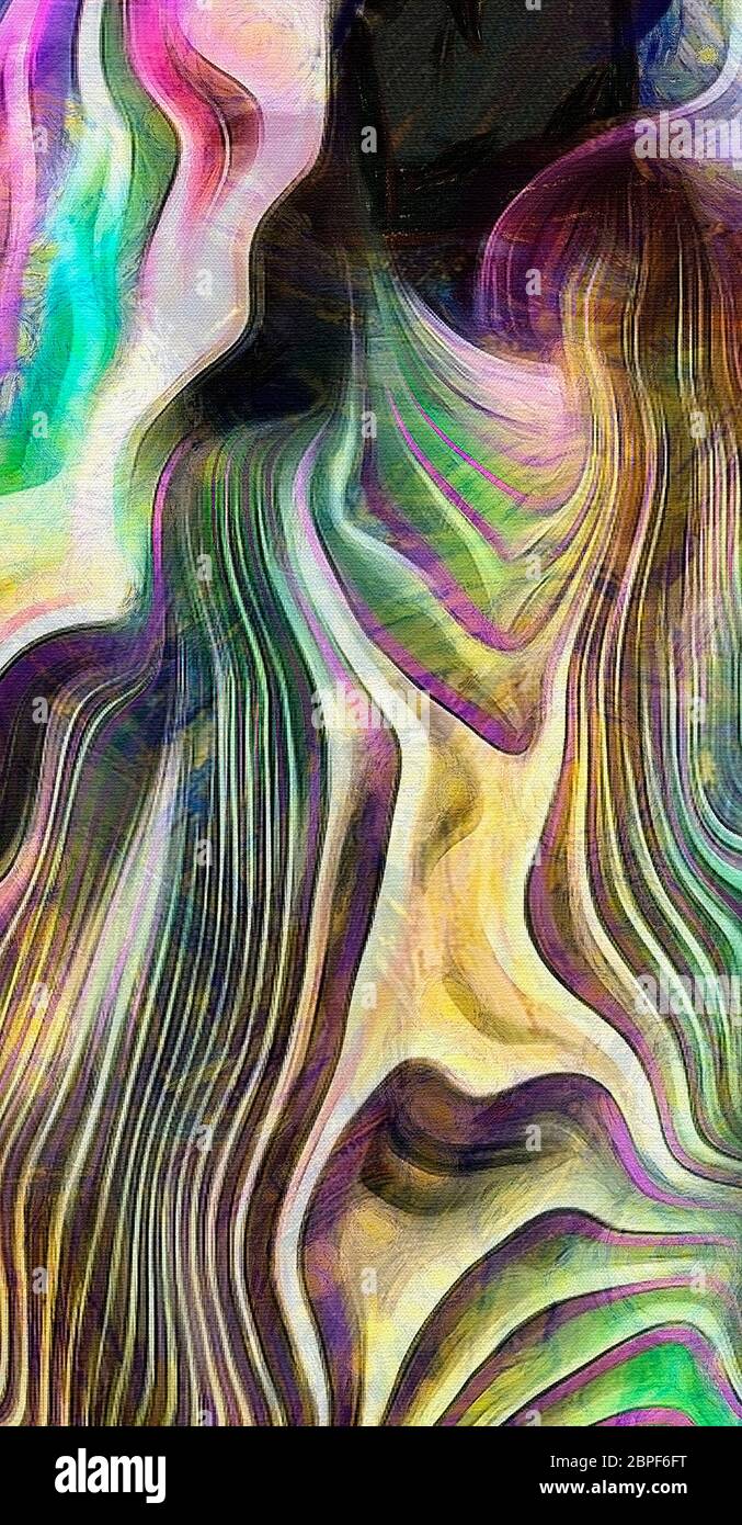 Zusammenfassung von Farben und Linien. Farbe fließen. 3D-Rendering Stockfoto