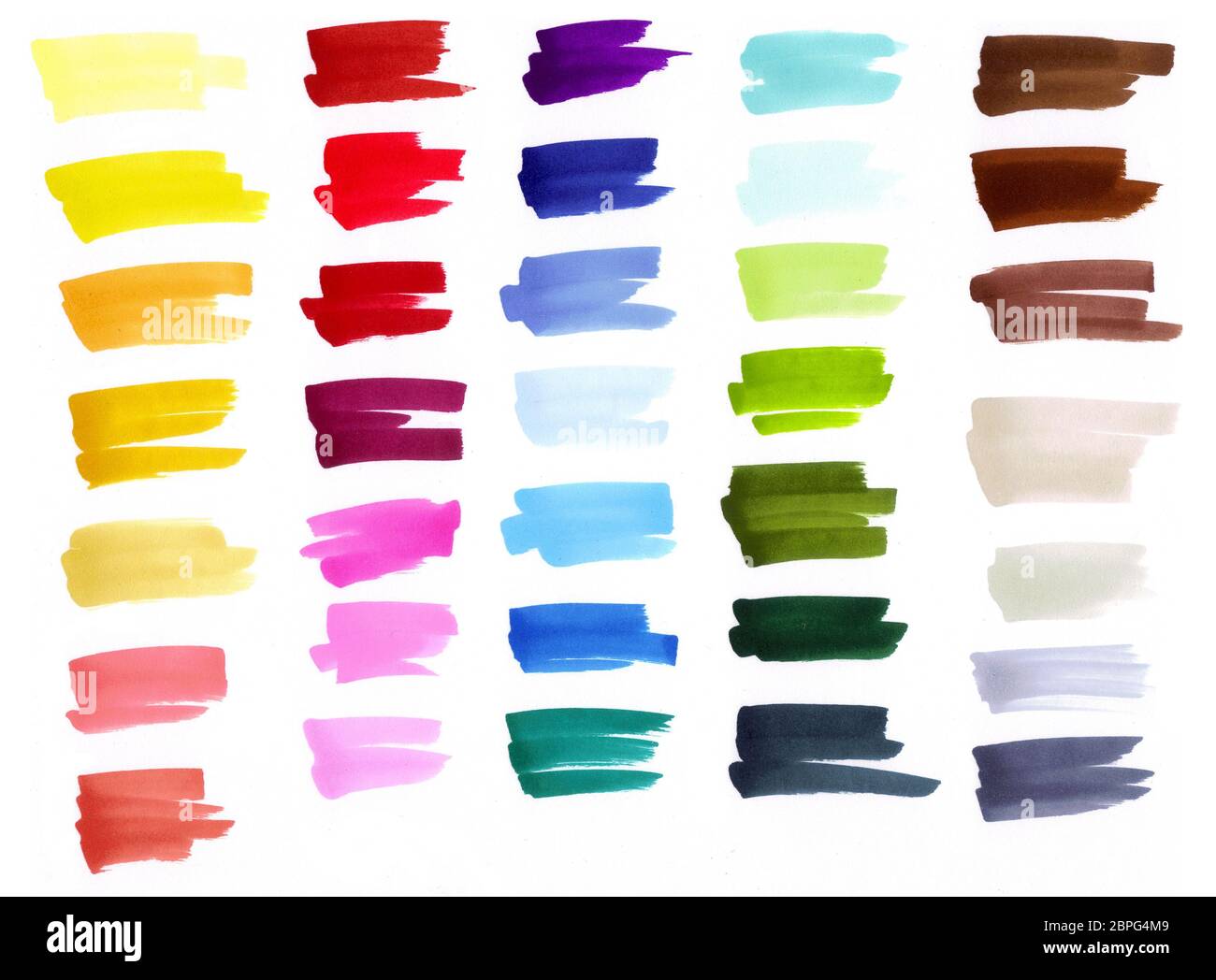 Farbfelder für Skizzenmarkierungen, Farbpalette. Bunte Flecken.von Hand gezeichnet. Dekorative Elemente. Stockfoto