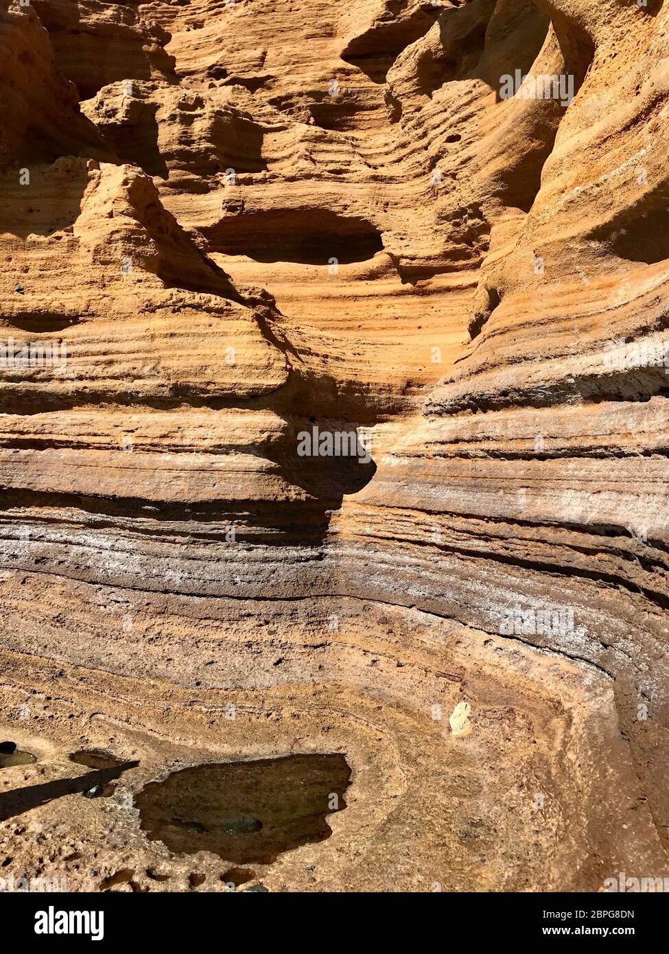 Geologische Formationen an der Küste von Amarillo, Teneriffa, Spanien Stockfoto