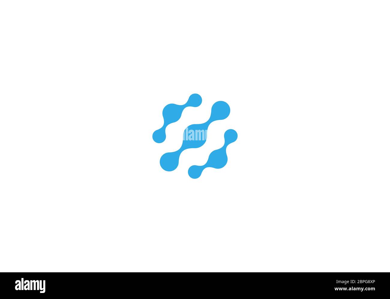 Nervenzellen-Verbindungssymbol, dna-Logotyp. Runde aqua Moleküle Vektor-Emblem. Blaue abstrakte Wasserblasen, Molekülkette Logo. Symbol für Autowäsche. Stock Vektor