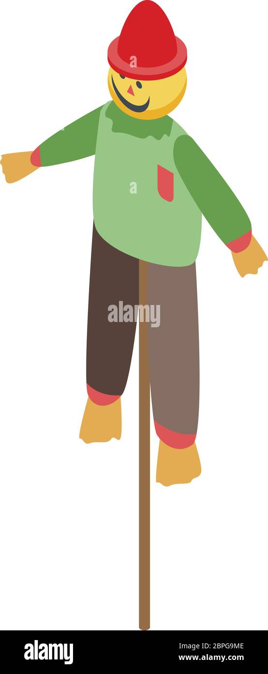 Lächelnde Vogelscheuche-Ikone, isometrischer Stil Stock Vektor