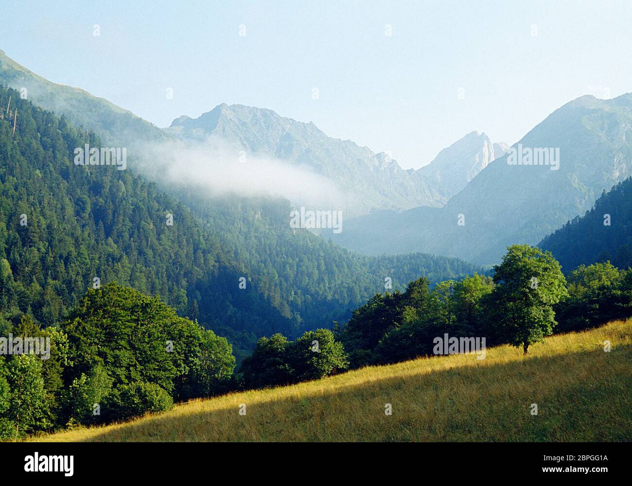 Querformat. Artiga de Lin, Provinz Lerida, Katalonien, Spanien. Stockfoto