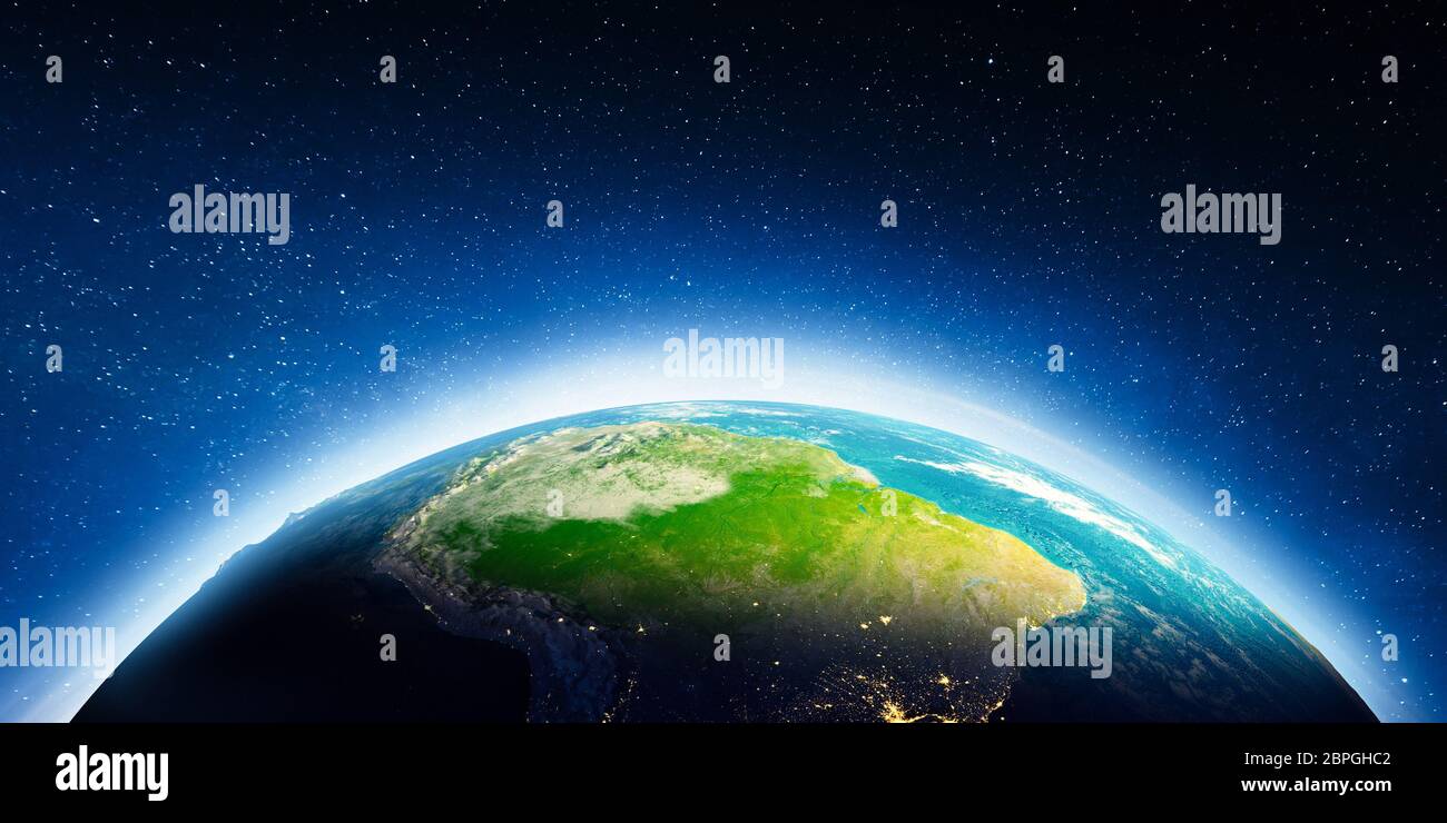 Südamerika aus dem Weltraum. Elemente dieses Bild von der NASA eingerichtet. 3D-Rendering Stockfoto