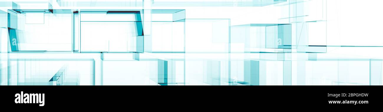 Abstrakt Blau Architektur panorama Hintergrund. 3D-Rendering Stockfoto